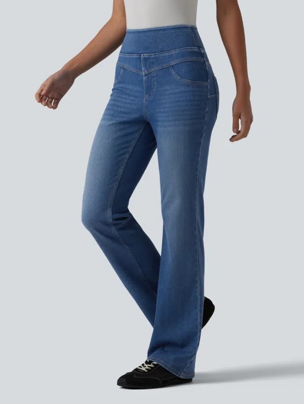 HALARA Blue High-Rise Flare Jeans